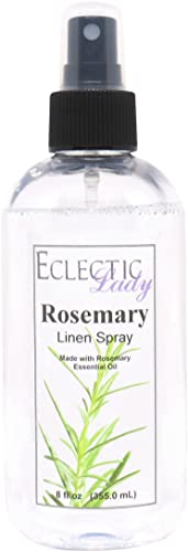 Rosemary Essential Oil Linen Spray, 8 ounces - Eclectic Lady Sheet and Linen Spray - No Artificial Colors, Parabens, or Preservatives - Long-Lasting Scent for Bed, Fabric & Pillow