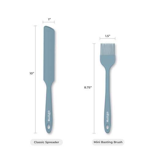 Elihome Mini Silicone Basting Pastry Brush, Cooking Brush for Oil Sauce Butter Marinades, Food Brushes for BBQ Grill Kitchen Baking, Baster Brushes Food Grade, Slate Teal Grey - Thumbnail 5