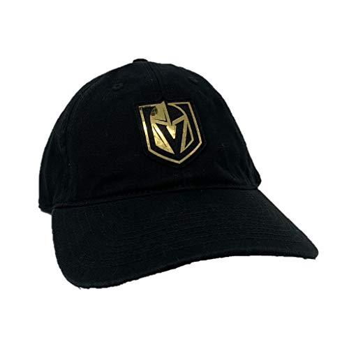 American Needle Vegas Golden Knights Metallic Logo Blue Line Twill Adjustable Dad Hat Black