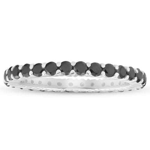 Pompeii 1 Ct Black Diamond Eternity Ring 14k White Gold3