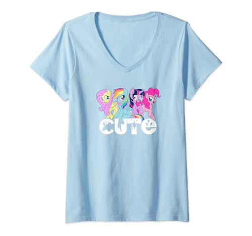 T-shirt Mon Petit Poney Friendship Is Magic Col V - Haut imprimé Cute Ponies en coton souple