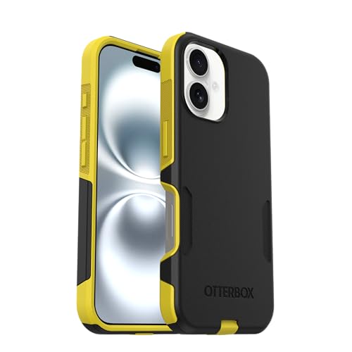 Image of OtterBox iPhone 16 (Only) - Commuter Series MagSafe Case - Night (Black & Yellow) - Built-in Magnets - Slim & Tough - Pocket-Friendly - with Port Protection