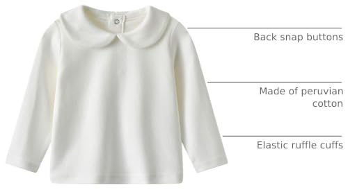 Image of Toddler Kids Girls Boys Basic Peter Pan Collar Tee Shirt T-Shirts Tops Bottom Long Sleeve Solid Blouse