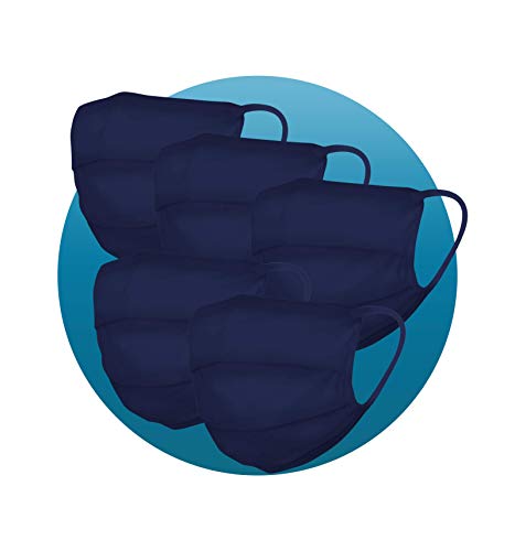 5 x Pack Mundschutz aus 99% Bio-Baumwolle in Navy für Erwachsene Cover