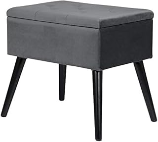 eSituro Ottoman Storage Bench Chest Padded Footstool Linen Pouffe Chair Dark Grey Bed End Bench Shoe Bench Children Toy Box Stool Milking Stool