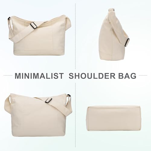 Image of VASCHY Canvas Messenger Tote Bag, Lightweight Casual Crossbody Slouchy Shoulder Hobo Side Bag for Men and Women