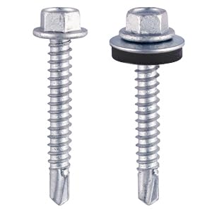 Self-Drilling TEK Screws, Metal Roofing and Framing Fasteners, Hex Head, Wafer Head and Pan Head (Pack of 20, 50, 100, 200, 500, 1000) (50, Hex - Zinc - 5.5x50 (12x2) + washer) — image 1