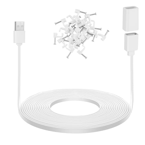 UYODM 20Ft/6M USB Extension Cable Compatible with WYZE Cam V3/V4/V2 Wyze Cam OG Pan V3/V3 Pro/ V2 IPX7 Waterproof Extension Charging Cable Power Your Cam Continuously - White