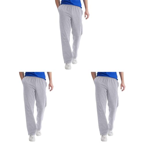 Image of Hanes Men's Sweatpants Pack - 3-Pack - Essentials Midweight Cotton Jersey Lounge Pants - Open Bottom - Pockets - 32 inch