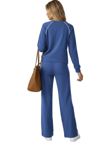 Ekoauer Lounge Sets for Women 2 Piece Matching Outfits Blue Small - image 6