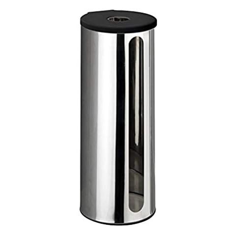 WENKO Turbo-Loc® Edelstahl Ersatzrollenhalter Detroit - Wand WC-Ersatzpapierrollenhalter für 3 Rollen, Befestigen ohne bohren, Edelstahl rostfrei, 13.5 x 36 x 14 cm, Glänzend Cover
