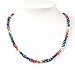 Justinstones Dyed Multi-color Shell Rice Oval Triple Strands Twisted Rope Vintage Statement Necklace Multi Layer Beads Chain Choker Necklace 23 Inch