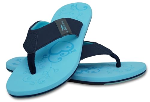 MADSea Damen Zehenstegpantolette Beach Woman | Zehentrenner Flip Flop Thong Sandale Badelatschen | Sommer Strand, hellblau/dunkelblau, 38 EU