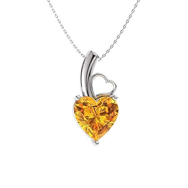 Diamondere Natural and Certified Heart Cut Gemstone Solitaire Petite Necklace in 9ct Solid Gold | 0.39 Carat Pendant with Chain