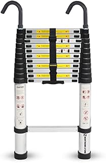 NORTHERN STONE Telescopic Ladder 3.2M/10.5FT Multi-Purpose Aluminium Loft Ladder Extendable, Collapsible and Portable, Max Load 150kg/330lb, Adjustable Step, EN131 (3.2m)