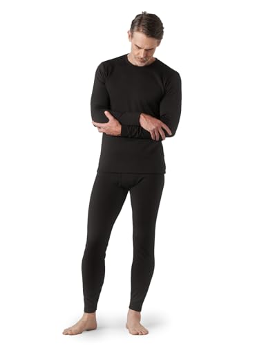LAPASA Herren Innenfleece Thermounterwäsche Set, Thermounterhemd & Thermohosen Funktionsunterwäsche M24, Schwarz (Extra warm), M