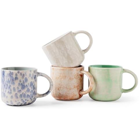 MONITO 12 OZ Coffee Mugs Set of 4, Ceramic Coffee Mugs,Modern Coffee Mugs Set with handle for Tea/Latte/Cappuccino/Milk/Cocoa. (colorful, 4 Count（Pack of 1）) Cover