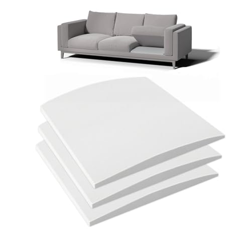 Image of Couch Cushion Support for Sagging Seat, 20 inchx20 inchx2 inch 40D High Density Curved Foam Sofa Cushion Support, Under-Cushion Sag Repair,White Set of 3