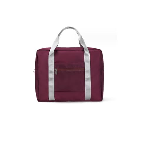 Foldable Travel Duffel Bag Lightweight Luggage Clothes Finishing Storage Bag Water-Resistant Single Shoulder Bag Large Capacity Storage Tote Bag for Gym Travel Camping and Overnight Trips Wine Red