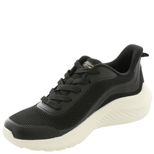Skechers Women's BOBS Squad Waves-Still Wading Sneaker, Black/White, 114