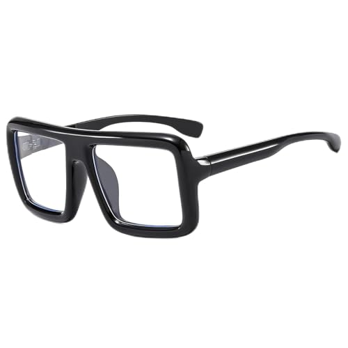 Wcawnlt Cuadrados De Montura Grande Gafas De Luz Azul Sin Graduar, Estilo Oversize Para Hombre y Mujer, Protección Visual Anti Luz Azul, Oficina, Fiesta, Pantalla Ordenador, Uso Diario y Moda