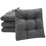 Viste tu hogar Pack 4 Cojines para Silla, 40x40x5 CM, Efecto Tridimensional, Relleno de 100% Poliéster, Ideal para Comedor, Terraza, Salón y Restaurante, Color Gris Oscuro, Fabricado en España