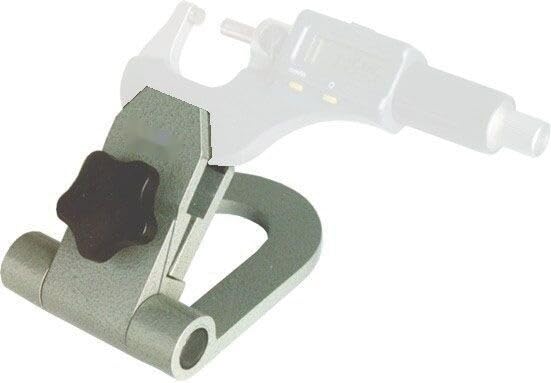 Supporto per micrometro fino a 100 mm con precisione regolabile, ideale per misurazioni e calibrazioni in officine e laboratori.