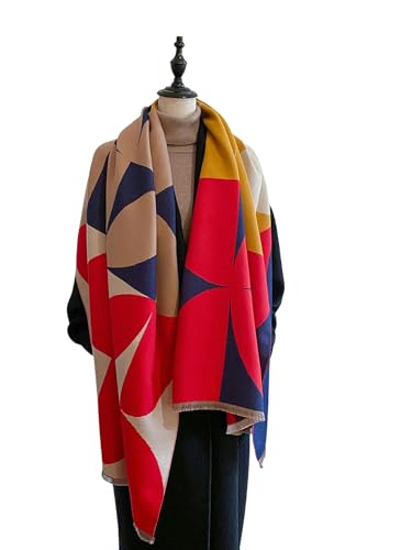 GLYLFQZJ Sciarpa da Donna di Lusso - Design Doppio Lato, Imitazione Cashmere, Calda Invernale - Rosso