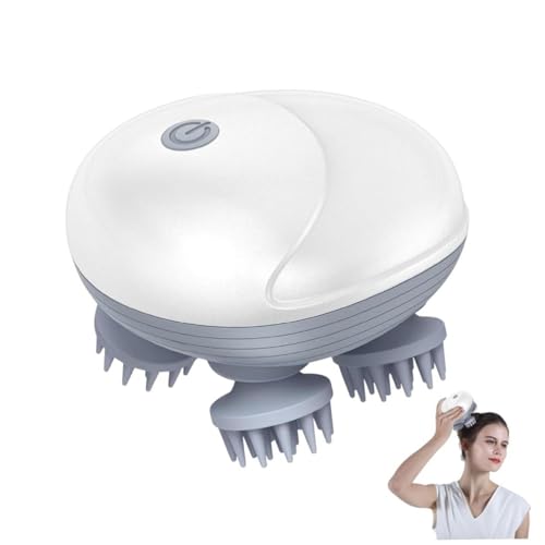 Image of Electric Head Massager Waterproof Scalp Massager, Portable Design, White