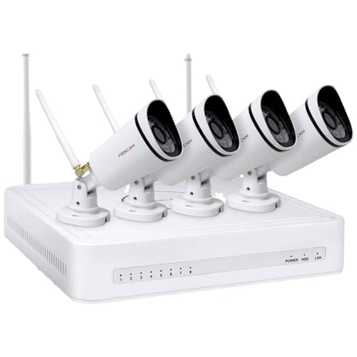 Foscam FN7108W-B4-1T Video-Überwachungssystem Weiß 1x NVR (FN7108W) inkl. 1TB Festplatte, 4X WLAN-Kamera (FI9910W)
