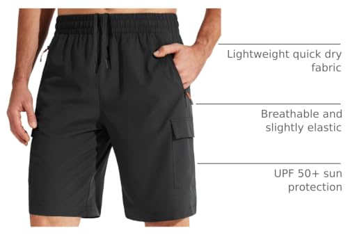 Image of Libin Men's Hiking Cargo Shorts Lightweight Quick Dry Athletic Casual Shorts for Golf Outdoor Active Zipper Pockets