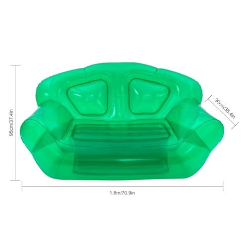 Image of Transparent Inflatable Sofa, Clear PVC Air Couch Double Seater, Portable Blow Up Chair for Indoor Outdoor Camping Beach Patio Yard, Holds 440lbs