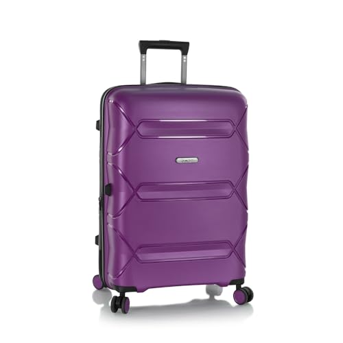 Heys Milos Durable and lightweight luggage, made with Duraflex impact-resistant material, TSA Combination Lock, Dual Spinner Wheels, and Expandable, Plum, 26-Inch, Medium Check-In