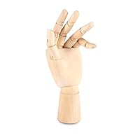 Art Wooden Hand,niCWhite Artist Jointed Articulated Mannequin Wood Hand,Sectioned Opposable Figure Sculpture Manikin Hand Model with Flexible Fingers,for Drawing,Sketching,Painting (7\" Left Hand)