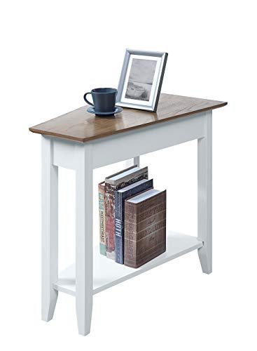 Image of Convenience Concepts American Heritage Wedge End Table, Driftwood Top /White Frame