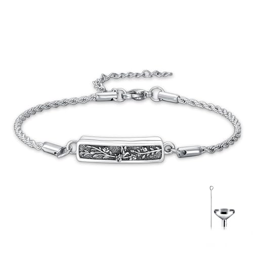 Urn Bracelet for Ashes for Women 925 Sterling Silver Bar Cremation Bracelet Cremation Memorial Keepsake Jewelry Gifts for A Loss of Loved Ones