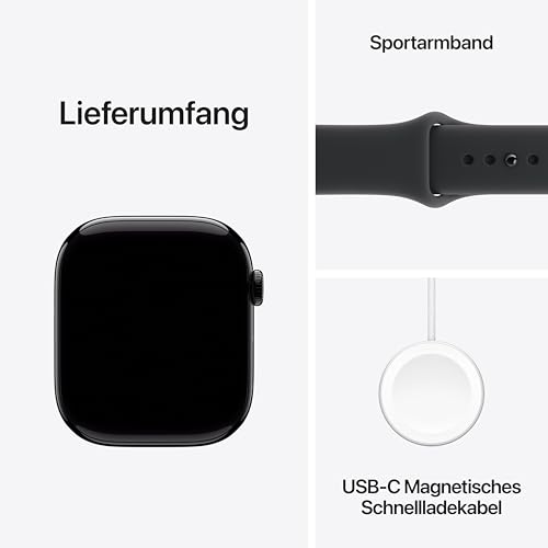 Apple Watch Series 11 GPS 46 mm Smartwatch mit Aluminiumgehäuse in Diamantschwarz und Sportarmband in Schwarz (S/M). Schlafindex… – Ansicht 6