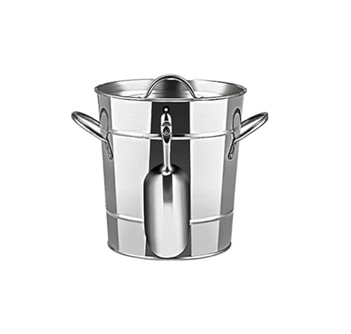 NTIYOU Cubeta de Hielo Cubo de Hielo de Pared portátil de 3,5 l/0,9 galones con Tapa y Pinzas y Herramienta for Enfriar champán, Vino, Cerveza, Cubo for Bar Bar