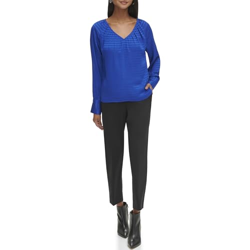 Image of Calvin Klein Womens V Neck Long Sleeve Blouse