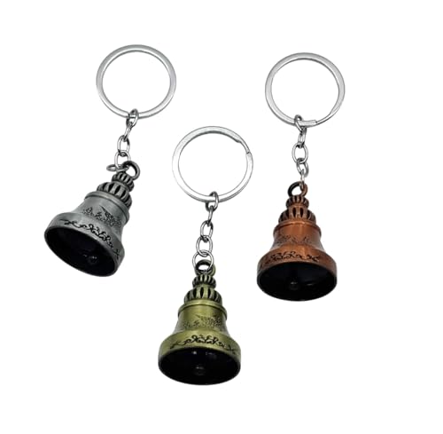 Image of Classic Antique Tibetan Temple Bell Shaped Keyring for Gift Gaurdian bell for Car Bike Bags Metal Key ring Key Chain Bag Charm Gift