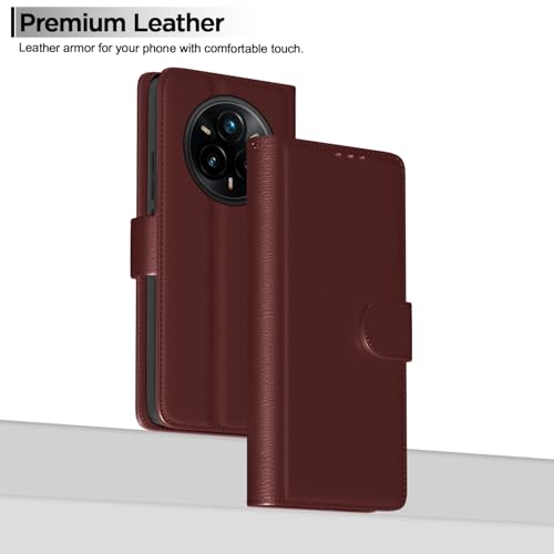 Image of Pikkme Flip Cover for Realme 14 Pro Plus 5G Leather Finish | Inside TPU with Card Pockets | Wallet Stand and Shock Proof | Complete Protection Button Flip Case(Brown)