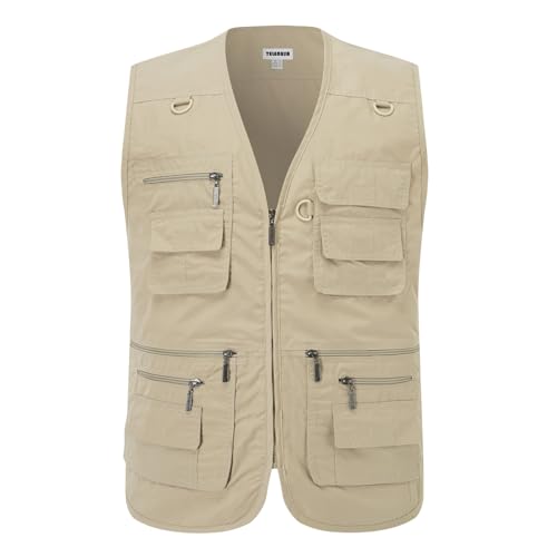 Image of Men's Outdoor Vest Summer Fishing Vest Utility Lightweight Travel Safari Photography Casual Gilet with Multi Pockets