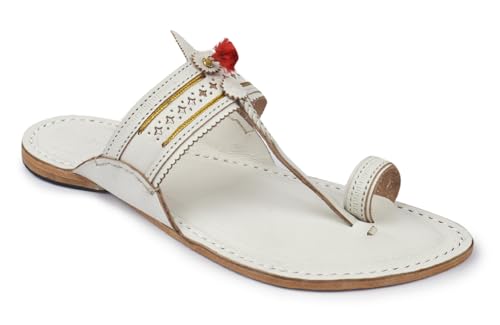 Image of KORAKARI Mens Kolhapuri Chappal, Handcrafted Sandal, Smooth and Comfortable Flip Flops Slipper Anti Slip Design Genuine Leather Traditional Footwear.