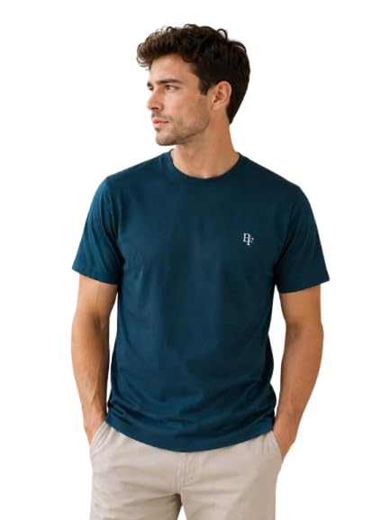 Image of BLUE FOG Summer Casual Wear Regular Fit Cotton Blend Half Sleeve Round Neck |T-Shirt for Men's(101)