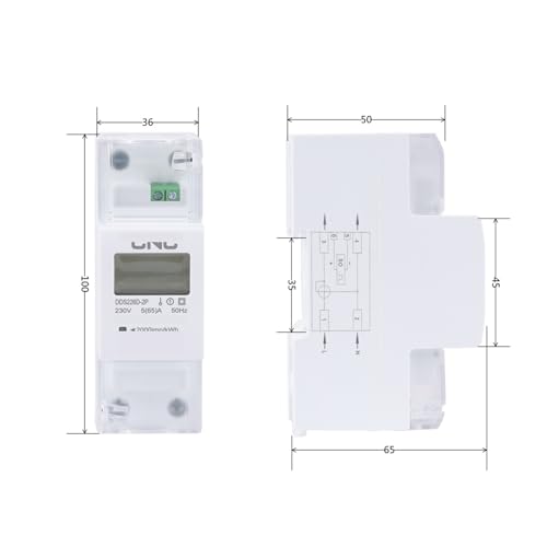 Medidor de energía monofásico Carril DIN CNC DDS226D-2P LCD de 65A a 100A 3