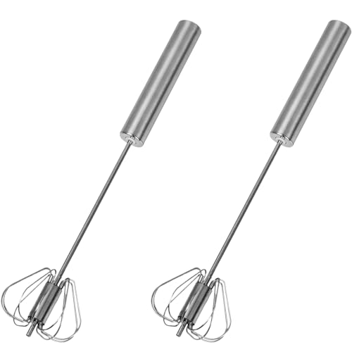 Batidor Semiautomático Batidor Manual Semiautomático Multifuncional de Acero Inoxidable Batidora de Empuje Giratoria Batidor Giratorio para Utensilios de Cocina para Mezclar, Revolver la Masa (30)