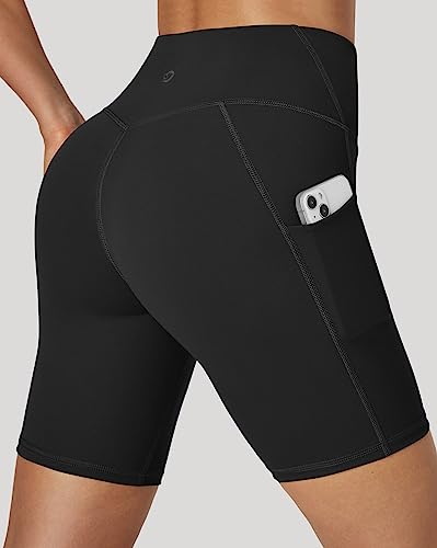 IUGA Biker Shorts Women Tummy Control 8" Workout Gym High Waisted Running Yoga Compression Spandex Shorts Women with Pockets2