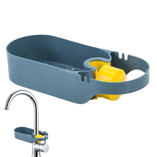 Gvblkq Organizer multifunzione per rubinetto del lavello della cucina, supporto per spugna per rubinetto, mensola in ABS per scrubber, sapone, spazzole, asciugamani, casa bagno, 18 x 9,7 x 5 cm