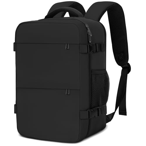 Cmezevi Mochila Viaje Cabina Avion 40x20x25, Mochila de Cabina para Ryanair, Maletas de Viaje Cabina, Travel Backpack, Mochila Portatil Hombre Mujer, Equipaje de Mano Bolso Mochilas 20L - Negro