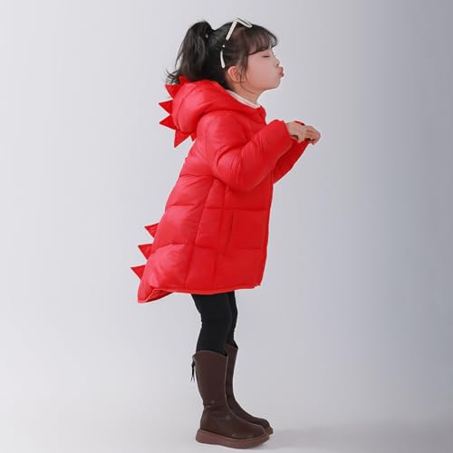Girls Boys Dinosaur Long Puffer Jacket Hooded Zipper Thick Cotton Padded Coat Kids Toddler Cute Warm Winter Clothes2